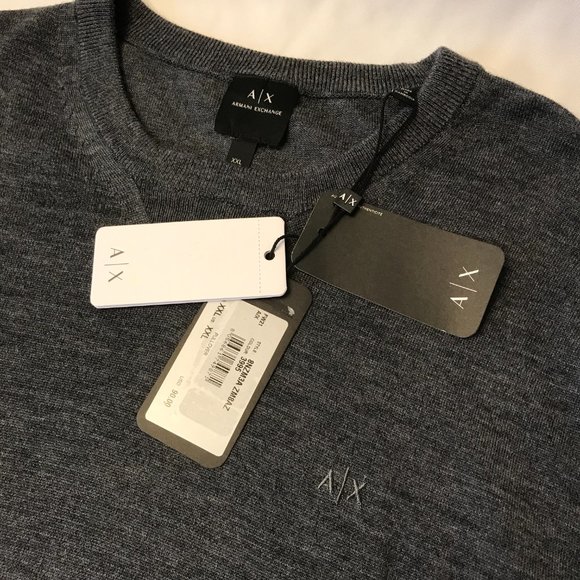 A|X Armani Exchange Men's Sweater Virgin Wool Grey Size 2XL 8NZM3A ZM8AZ NEW $90 - Picture 6 of 13